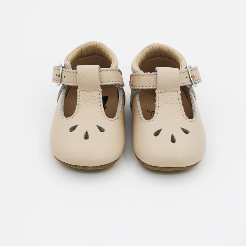 Princess Pre walker Leather T Bar Shoes Beige googoohaha niftyrabbit