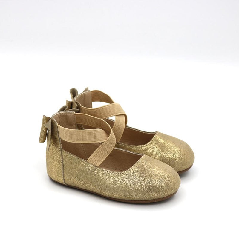 Bella Back bow ballerina flats Gold Dust googoohaha